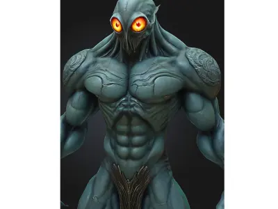 Alien Humanoid Creature Low-poly 3D model