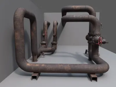 Industrial vapor pipelines Low-poly 3D model