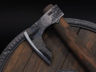 Axe and Shield Viking Free low-poly 3D model