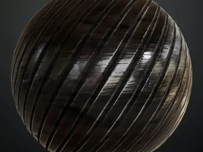 Dark Industrial Corrugated Metal Pipe PBR Seamless Texture