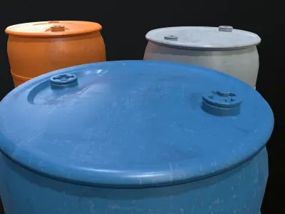 Plastic  Barrel Game-ready Low-poly 3D model