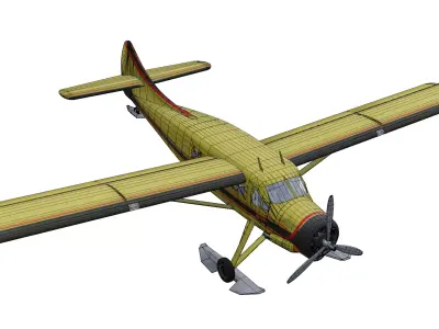 DE Havilland Canada Dhc-3 Otter With Skis Low-poly 3D model