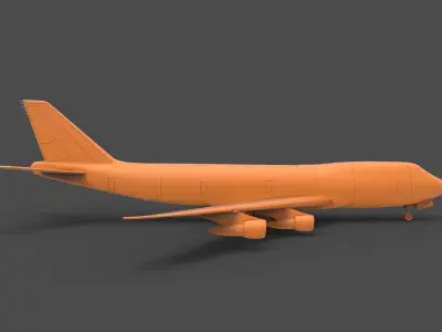 B 747 orange airplane 3D print model