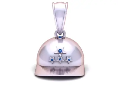 Golden Military Helmet Pendant with Diamond Stars 3D print model