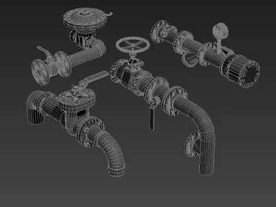 pipe pipes industrial low poly pipeline valve game 3D model by smallyueyue