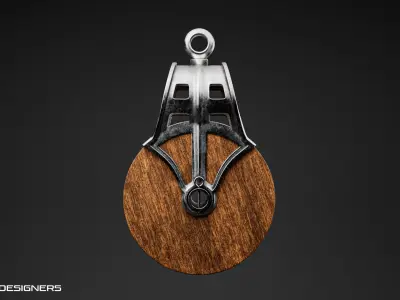 Vintage Wooden Pulley 3D model