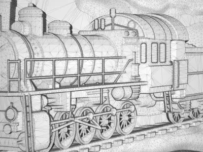 Steam locomotive Bas relief for CNC 3D print model