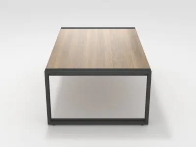 Industrial Wooden Coffee Table Metal Frame Coffee Table 3D model