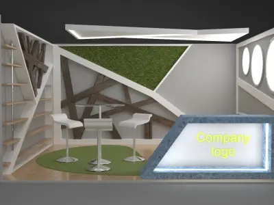 Small minimalist exhibition stall 3D model