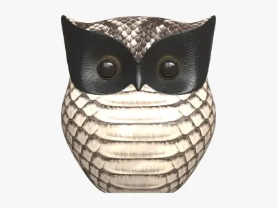 Owl Figurine Leather 3D model