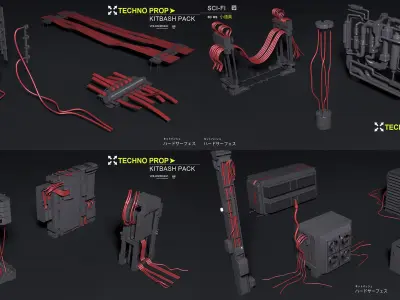 TECHNO PROP sci-fi KITBASH PACK 3D model