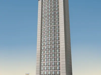 Building Lowpoly tall Low-poly 3D model