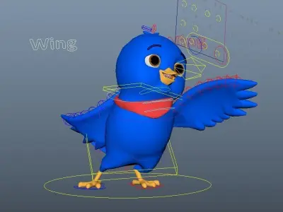 Cartoon Bandana Bird 3D model