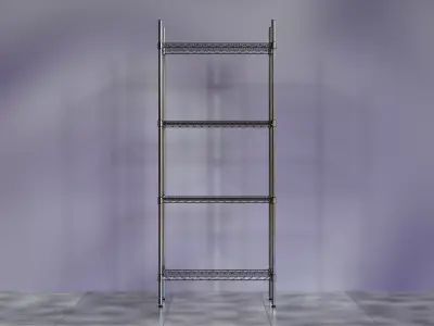 Wire Shelves - 30 inches X 12 inches X 72 inches in chrome Low-poly 3D model