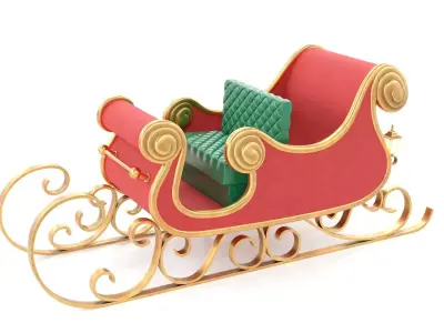 Santa Claus Sleigh Low-poly 3D model purchase