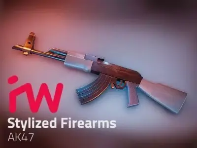 Stylized AK47 Low-poly 3D model