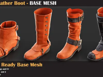 14 Leather Boot BASE MESH - VOL 17   3D model
