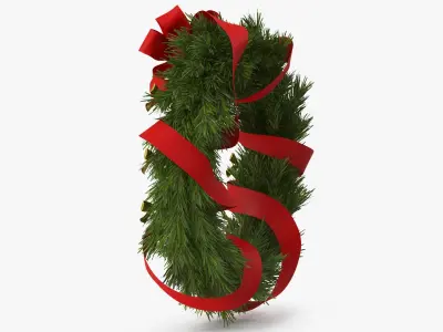 Christmas Wreath with Bows and Ribbon 3D model
