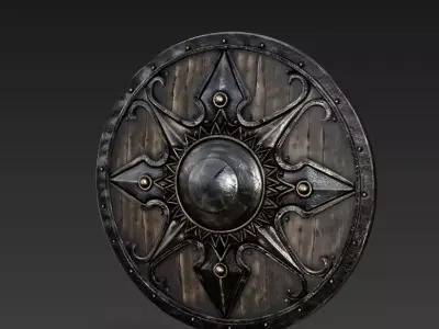 Dark Fantasy Viking Round Shield PBR Game Ready 3D model