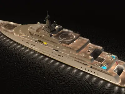 Eclipse Superyacht Night Scene 3D model