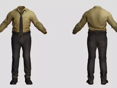 Detective Outfit - Male Uniform Low-poly 3D model