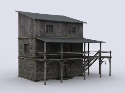 Medival hous 3 Low-poly 3D model