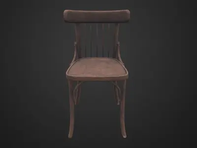 Old wooden chair Low-poly 3D model get
