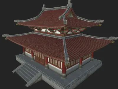 Chinese Temple Low-poly 3D model