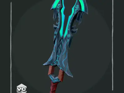 Dual Runic Sword - Game Ready - Low-poly 3D model