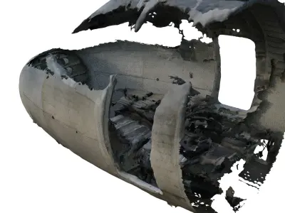 Abandoned Airplane Nose Wreckage 3D model