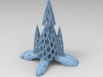 Floating cyber jet monolith  3D model