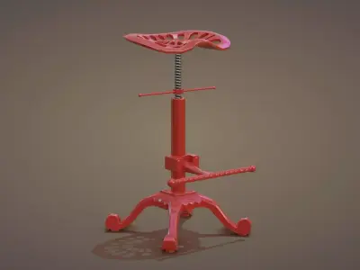 Industrial Steel Tractor Stool Low-poly 3D model