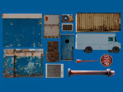 Low poly industrial assets Low-poly 3D model