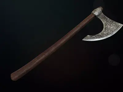 Battle axe  Low-poly 3D model get