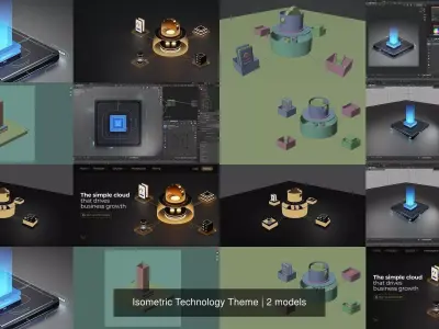 Isometric Technology Theme 3D Model Pack