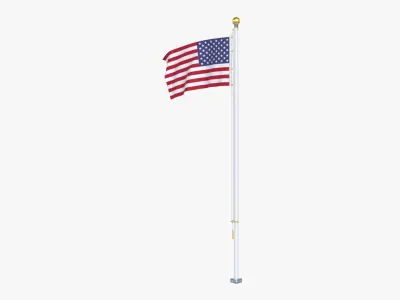 United States Flag Stand Pole Animated Loop 3D model