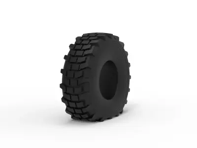 Military truck tire 5 deflated Scale 1 to 25 3D print model