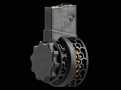 X Products X-15 50 Round Drum Skeletonized Magazine cal 223 Low-poly 3D model