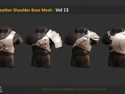 25 Leather Shoulder Base Mesh - Vol 13 Low-poly 3D model