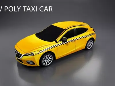 Low Poly Yellow Taxi cab Low-poly 3D model