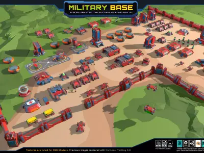 LowPoly SF MILITARY Base  Low-poly 3D model