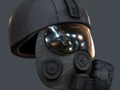 Gas mask helmet 3d model scifi Low-poly  Low-poly 3D model 4