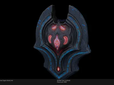Low Poly Stylized Ethereal Glyph Shield Low-poly 3D model