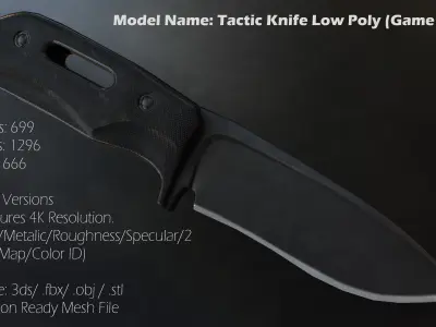 Tactical Combat Knife - Low Poly - Game Ready Low-poly 3D model