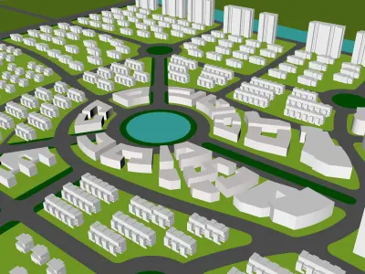 Urban highrise building  ancillary building commercial 3D model
