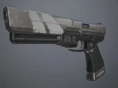 Shabby  gun  of the near future Low-poly 3D model