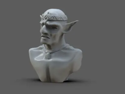 The Elf Bust 3D print model