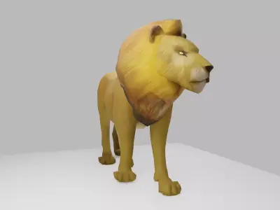 low poly lion rigged and animated Free low-poly 3D model