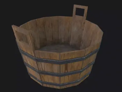 Old wooden bucket Free low-poly 3D model