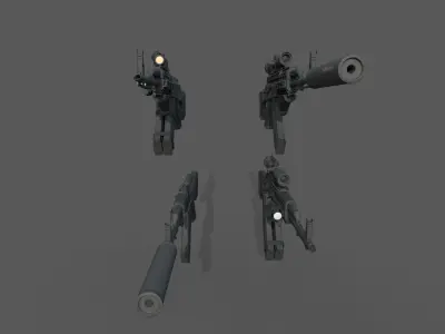 Customizable AKM rifle LowPoly PBR  Low-poly 3D model